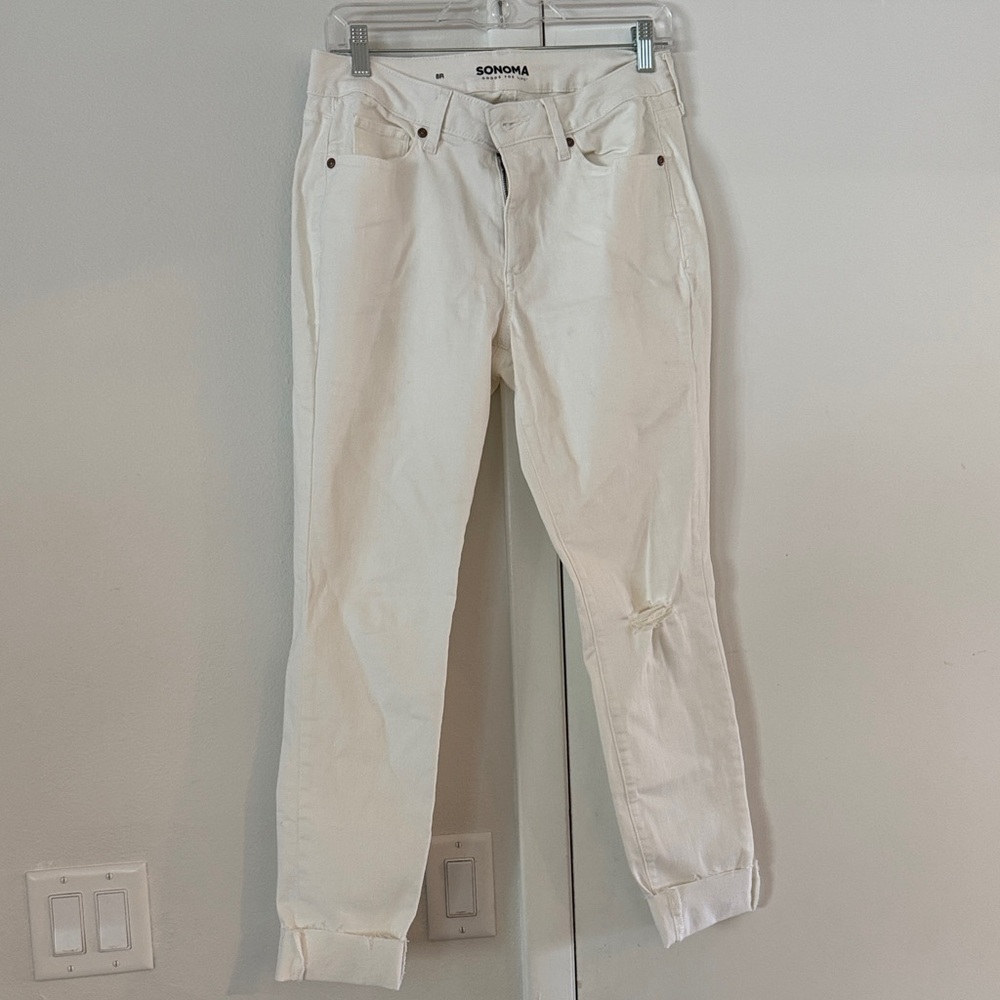 Sonoma Women's Cream Straight Leg Jeans